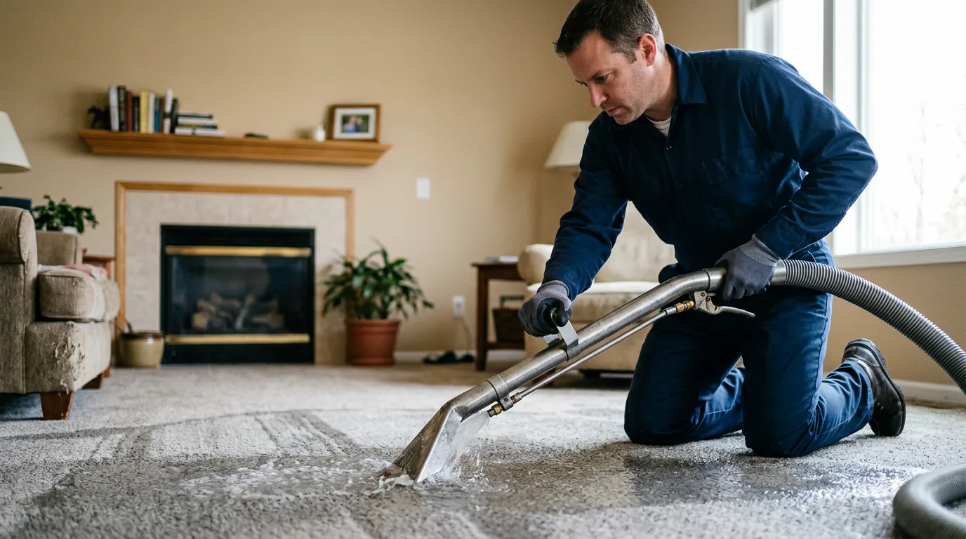 Water damage restoration technician working near Arcadia, IA